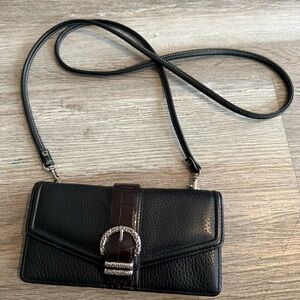 Brighton Wallet Crossbody Black Pebbled Leather Purse